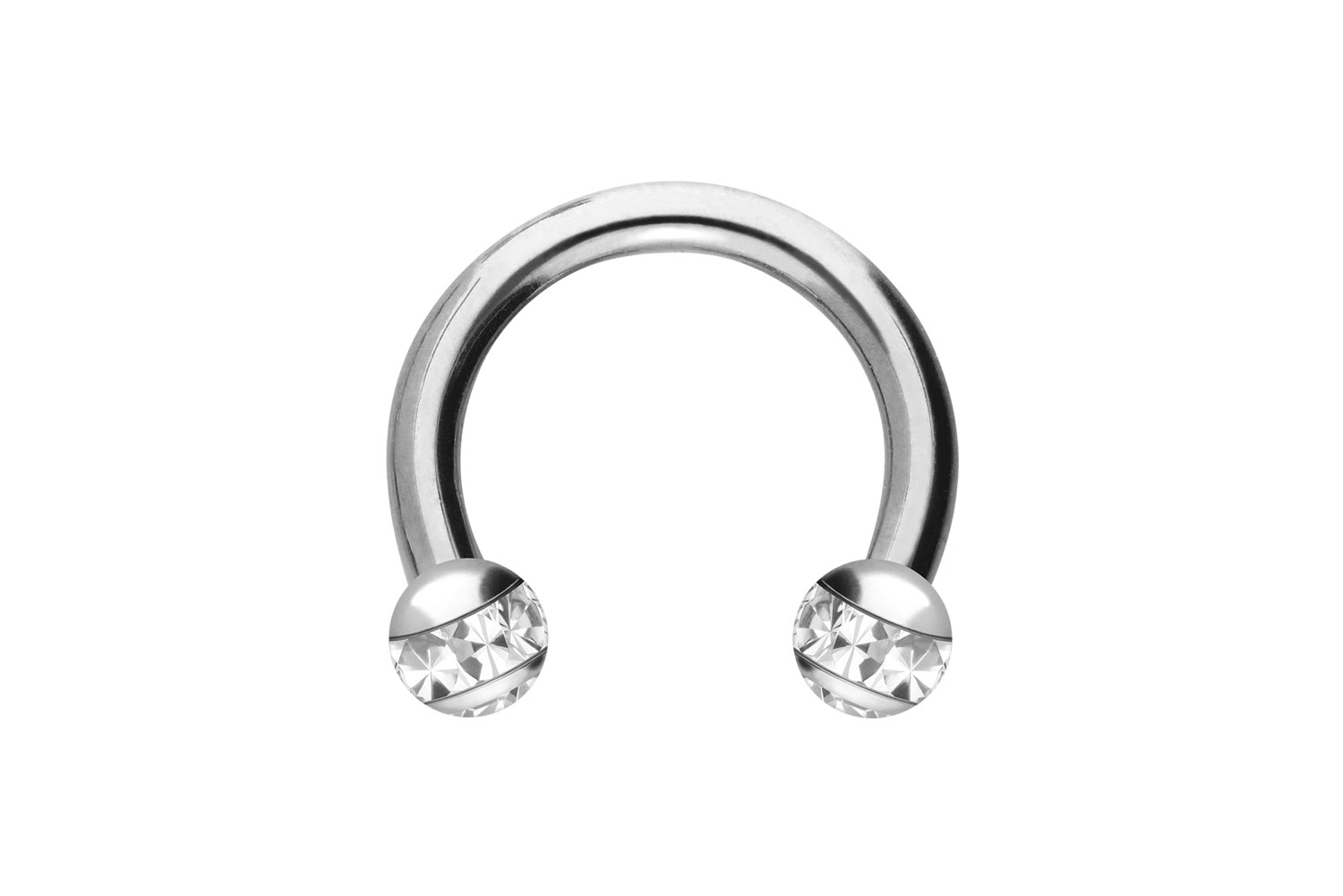 Titan Hufeisenring Piercing EPOXY-RING-KUGELN + KRISTALLE